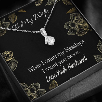 To My Wife Blessings Eternity Ribbon Stone Necklace Jewelry Gift  Stainless Steel - Alluring Beauty Necklace Gift For Her