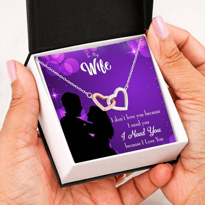 Wife Gift For Wife Birthday Because I Love You Inseparable Love Pendant 18k Rose Gold Finish 16� - Interlocking Hearts Necklace