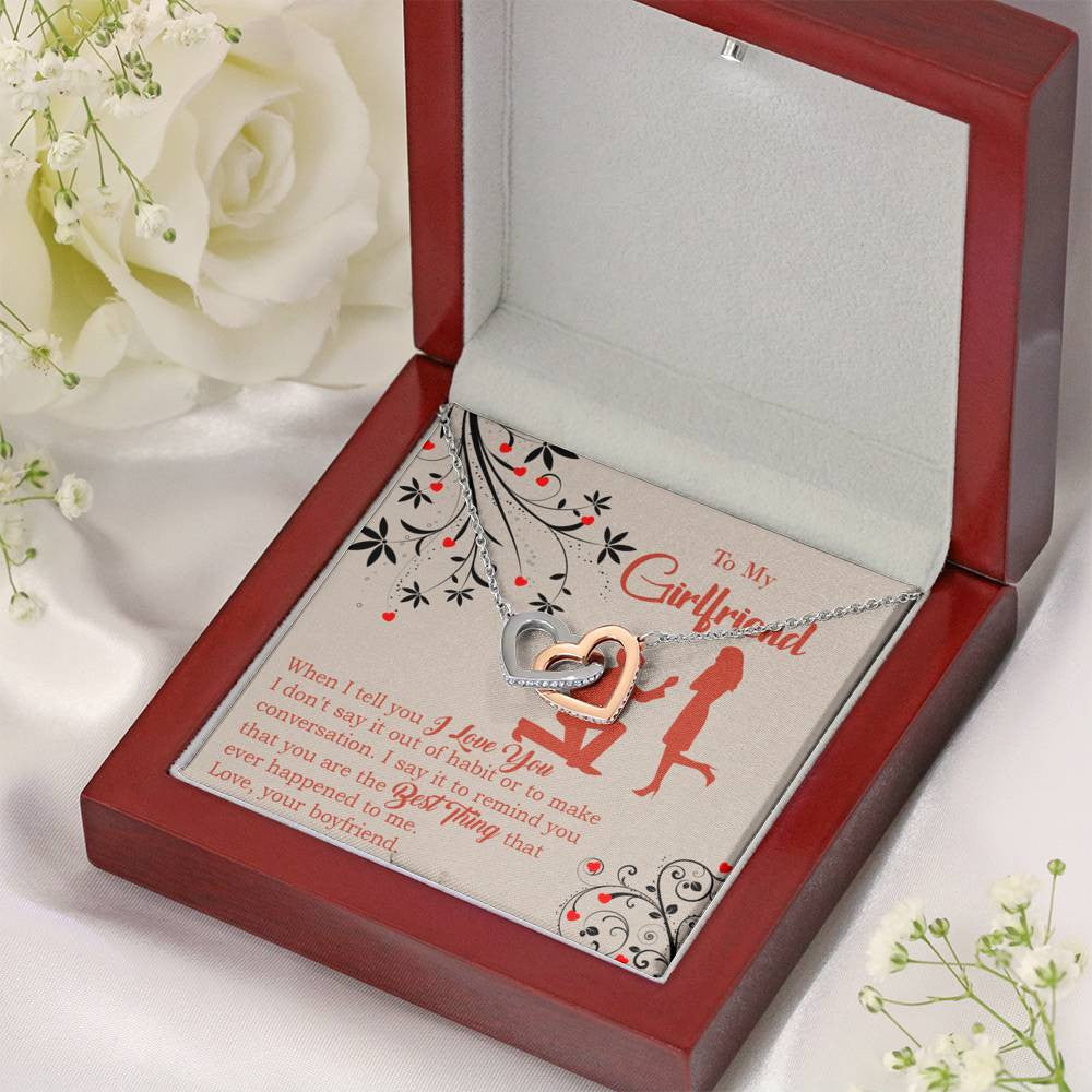 Girlfriend Necklace Message Card Out Of Habit Inseparable Love Pendant Surgical Steel Girlfriend Birthday Card Romantic - Interlocking Hearts Necklace
