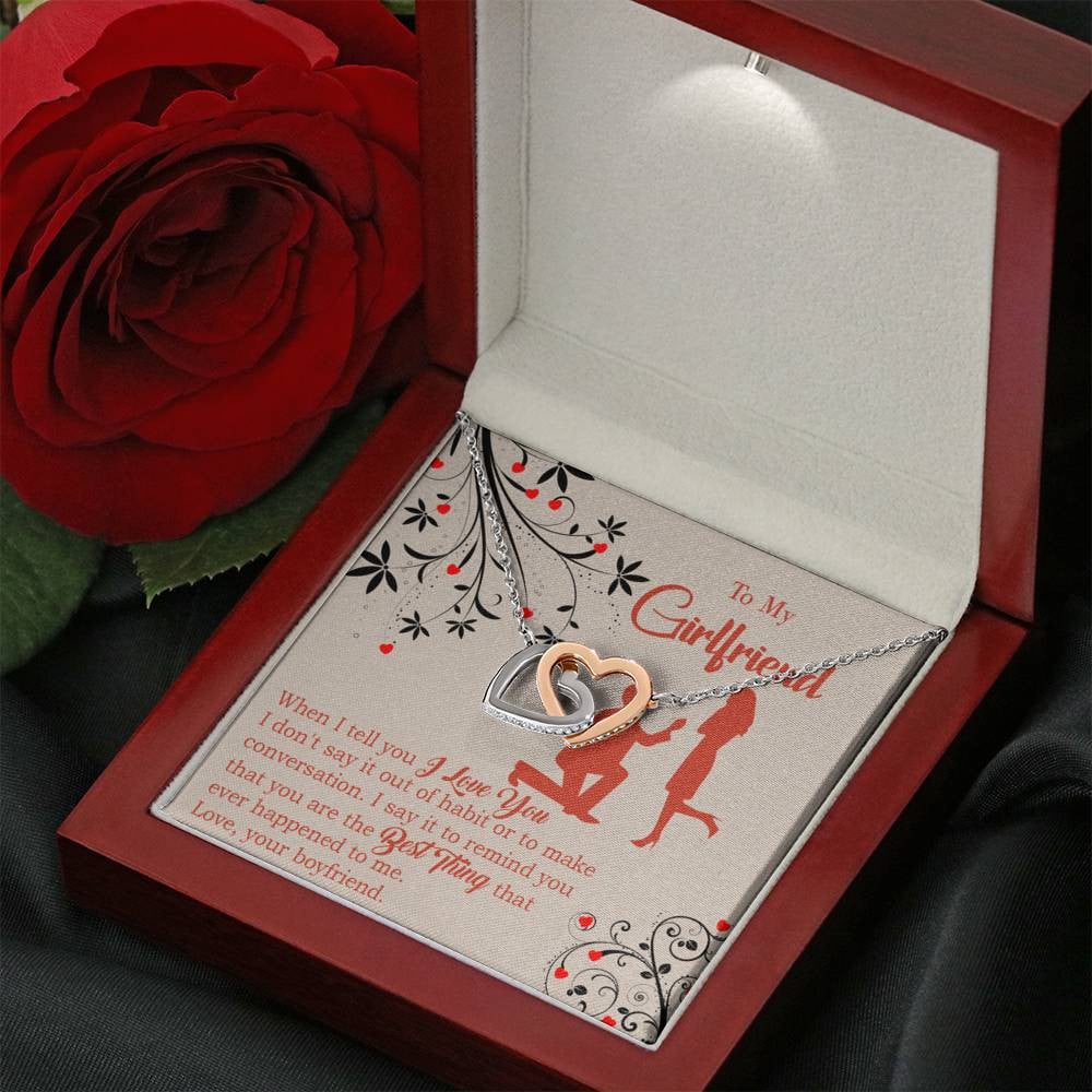 Girlfriend Necklace Message Card Out Of Habit Inseparable Love Pendant Surgical Steel Girlfriend Birthday Card Romantic - Interlocking Hearts Necklace