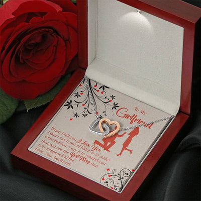 Girlfriend Necklace Message Card Out Of Habit Inseparable Love Pendant Surgical Steel Girlfriend Birthday Card Romantic - Interlocking Hearts Necklace