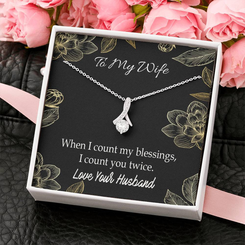 To My Wife Blessings Eternity Ribbon Stone Necklace Jewelry Gift  Stainless Steel - Alluring Beauty Necklace Gift For Her