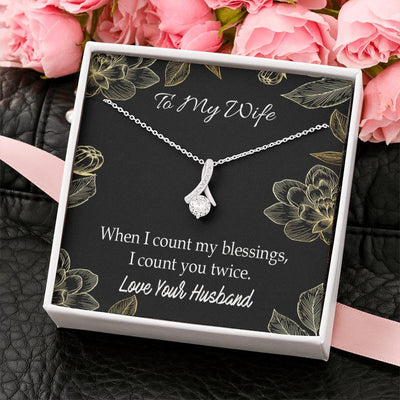 To My Wife Blessings Eternity Ribbon Stone Necklace Jewelry Gift  Stainless Steel - Alluring Beauty Necklace Gift For Her
