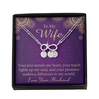 To My Wife Your Kiss Mends My Heart Infinity Bracelet With Initial Charms - Infinity Bracelet