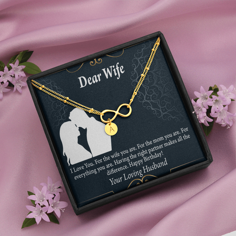 To My Wife Happy Birthday Dear Infinity Bracelet With Initial Charms - Infinity Bracelet