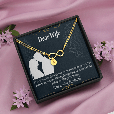 To My Wife Happy Birthday Dear Infinity Bracelet With Initial Charms - Infinity Bracelet