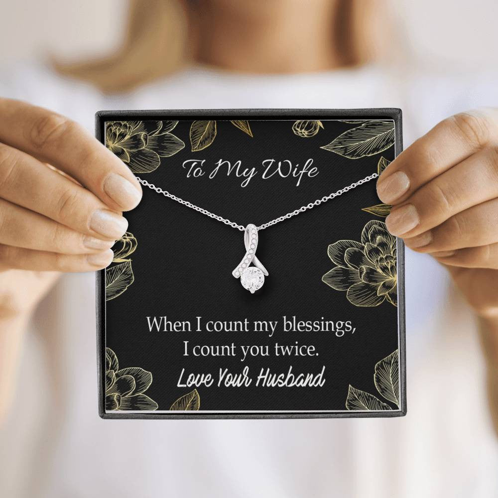 To My Wife Blessings Eternity Ribbon Stone Necklace Jewelry Gift  Stainless Steel - Alluring Beauty Necklace Gift For Her