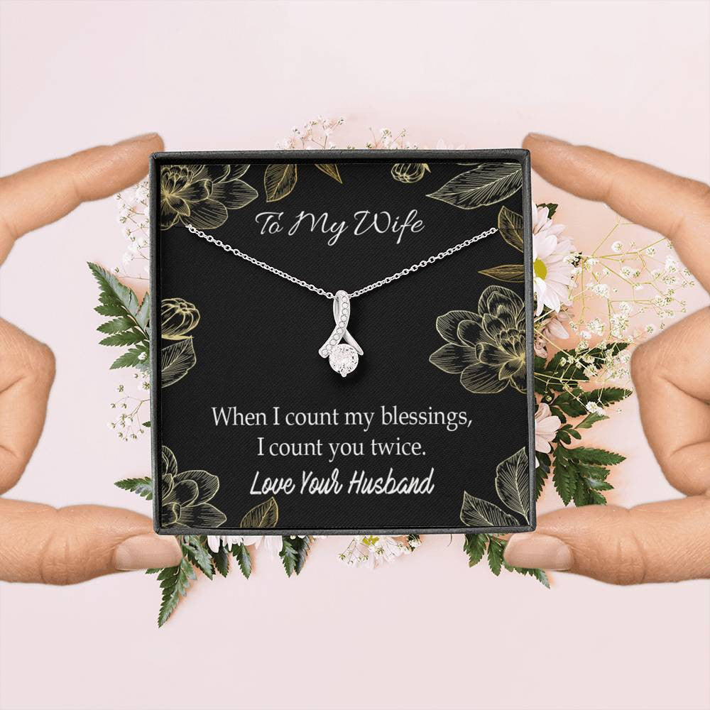 To My Wife Blessings Eternity Ribbon Stone Necklace Jewelry Gift  Stainless Steel - Alluring Beauty Necklace Gift For Her