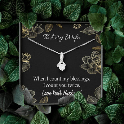 To My Wife Blessings Eternity Ribbon Stone Necklace Jewelry Gift  Stainless Steel - Alluring Beauty Necklace Gift For Her