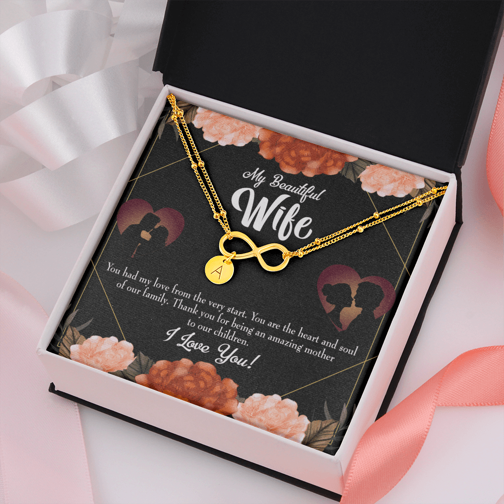 To My Wife Heart And Soul Infinity Bracelet With Initial Charms - Infinity Bracelet