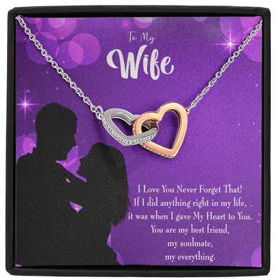 Wife Gift For Wife Birthday You Have My Heart Inseparable Love Pendant 18k Rose Gold Finish 16� - Interlocking Hearts Necklace