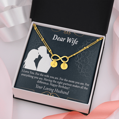 To My Wife Happy Birthday Dear Infinity Bracelet With Initial Charms - Infinity Bracelet