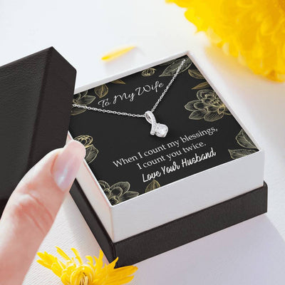 To My Wife Blessings Eternity Ribbon Stone Necklace Jewelry Gift  Stainless Steel - Alluring Beauty Necklace Gift For Her