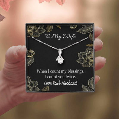 To My Wife Blessings Eternity Ribbon Stone Necklace Jewelry Gift  Stainless Steel - Alluring Beauty Necklace Gift For Her