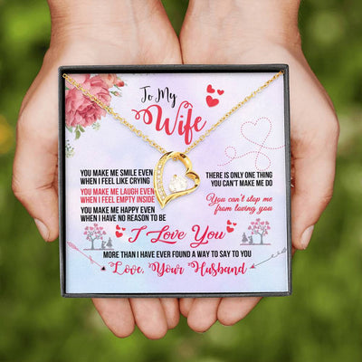 To My Wife You Make Me Smile Forever Pendant Necklace Message Card - Forever Love Necklace Gift Idea For Woman