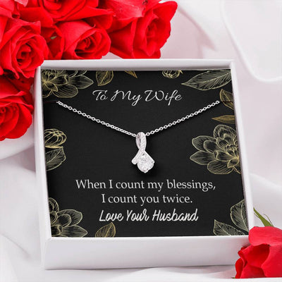 To My Wife Blessings Eternity Ribbon Stone Necklace Jewelry Gift  Stainless Steel - Alluring Beauty Necklace Gift For Her