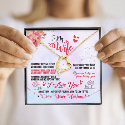 To My Wife You Make Me Smile Forever Pendant Necklace Message Card - Forever Love Necklace Gift Idea For Woman