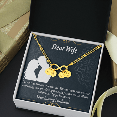 To My Wife Happy Birthday Dear Infinity Bracelet With Initial Charms - Infinity Bracelet