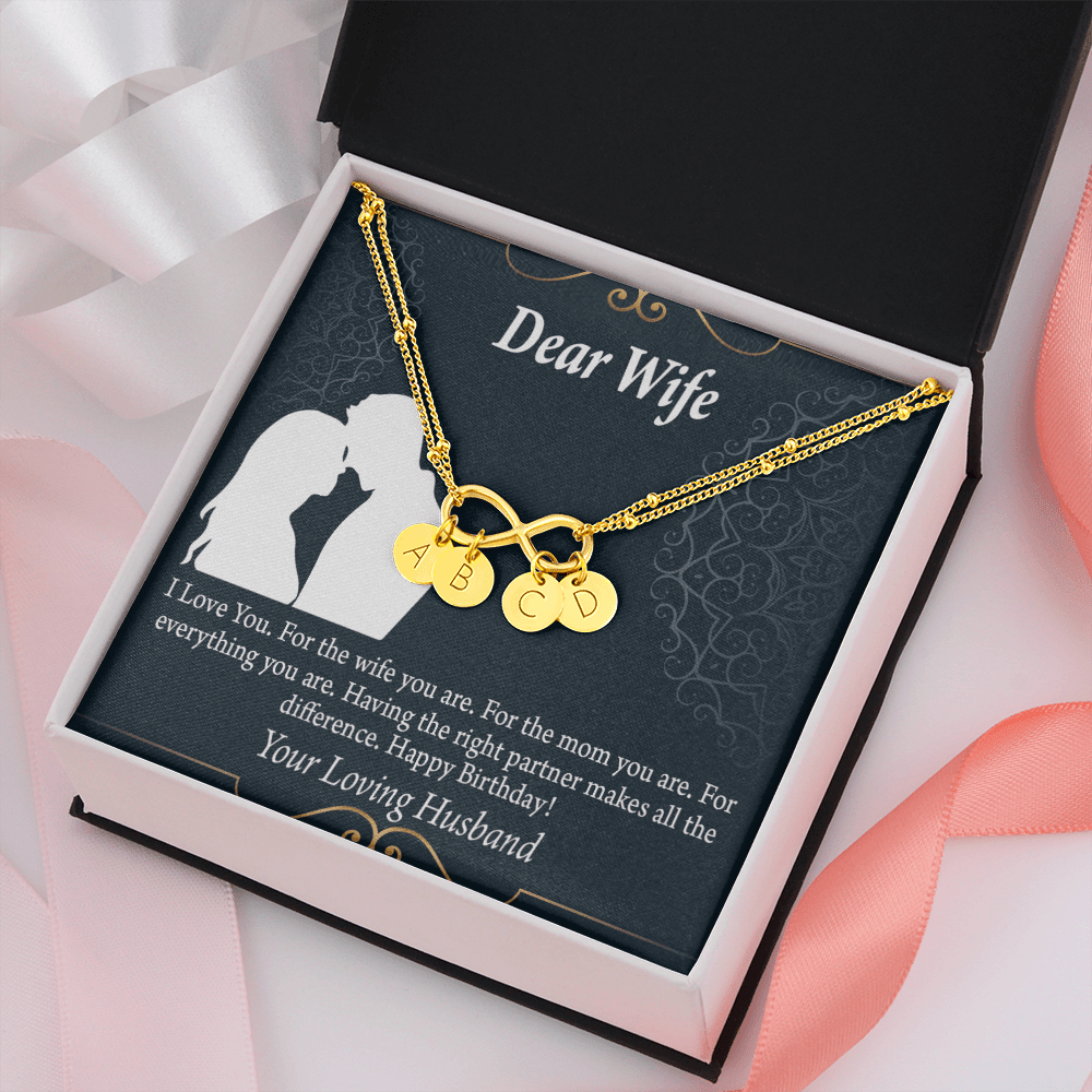 To My Wife Happy Birthday Dear Infinity Bracelet With Initial Charms - Infinity Bracelet