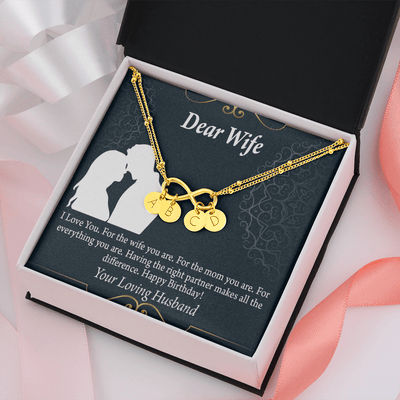 To My Wife Happy Birthday Dear Infinity Bracelet With Initial Charms - Infinity Bracelet