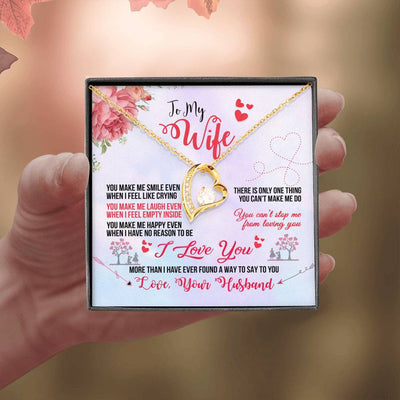 To My Wife You Make Me Smile Forever Pendant Necklace Message Card - Forever Love Necklace Gift Idea For Woman