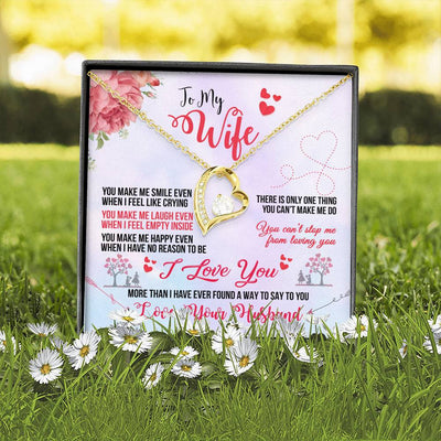 To My Wife You Make Me Smile Forever Pendant Necklace Message Card - Forever Love Necklace Gift Idea For Woman