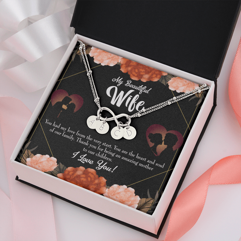 To My Wife Heart And Soul Infinity Bracelet With Initial Charms - Infinity Bracelet