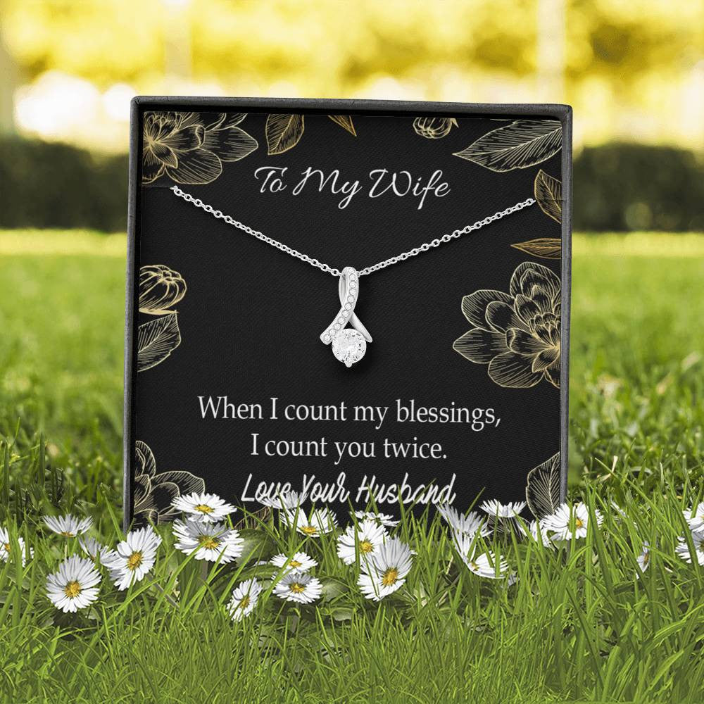 To My Wife Blessings Eternity Ribbon Stone Necklace Jewelry Gift  Stainless Steel - Alluring Beauty Necklace Gift For Her