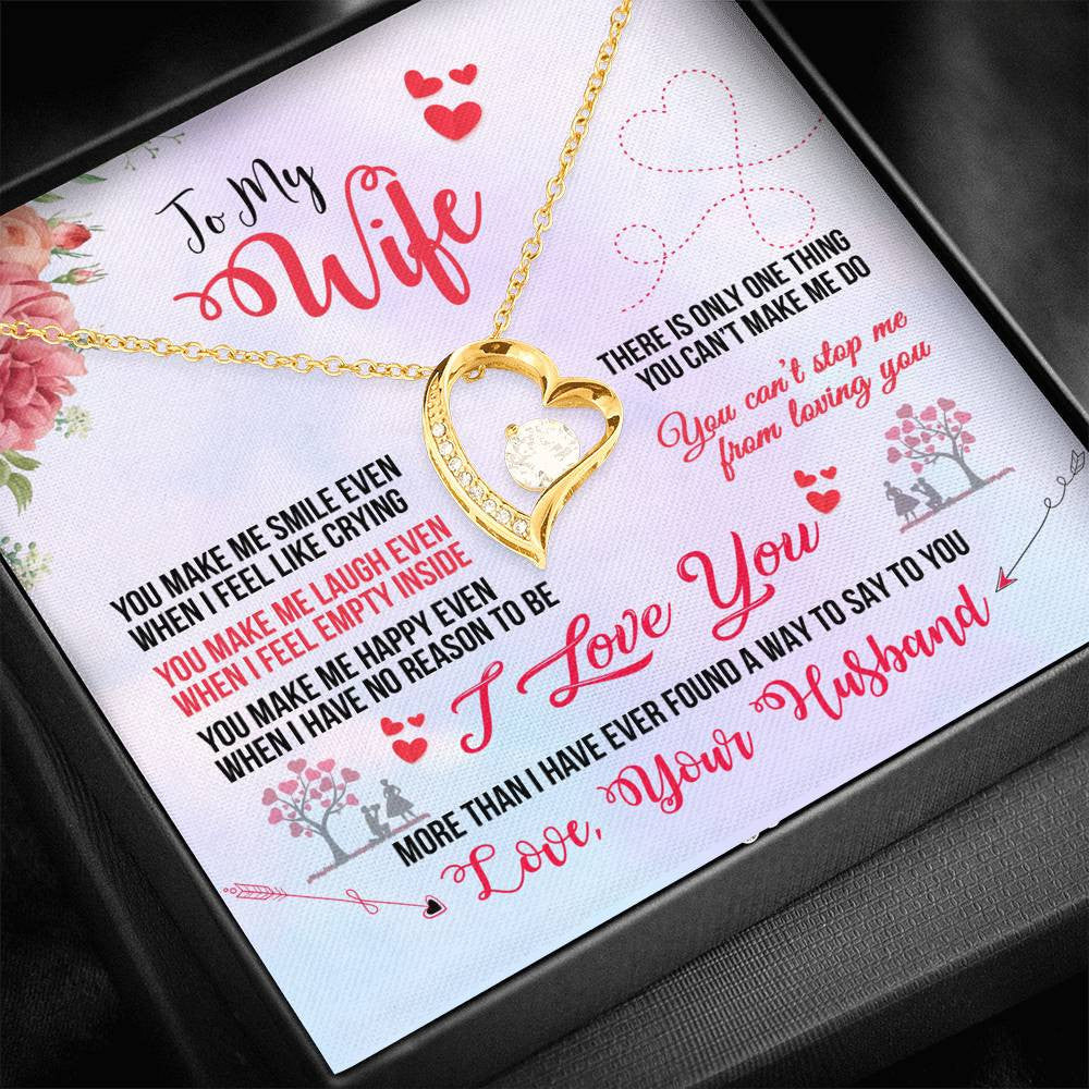 To My Wife You Make Me Smile Forever Pendant Necklace Message Card - Forever Love Necklace Gift Idea For Woman