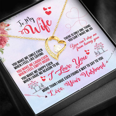 To My Wife You Make Me Smile Forever Pendant Necklace Message Card - Forever Love Necklace Gift Idea For Woman