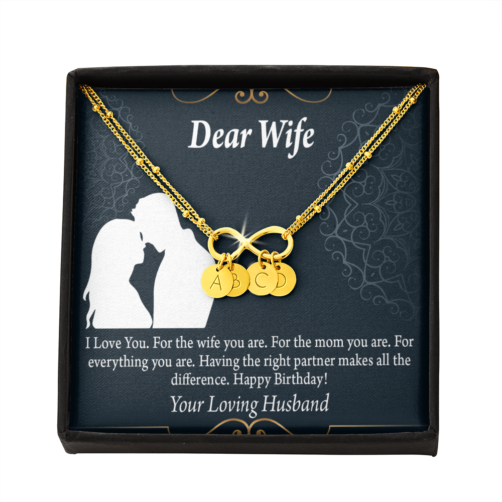 To My Wife Happy Birthday Dear Infinity Bracelet With Initial Charms - Infinity Bracelet