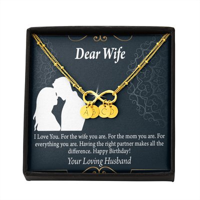 To My Wife Happy Birthday Dear Infinity Bracelet With Initial Charms - Infinity Bracelet