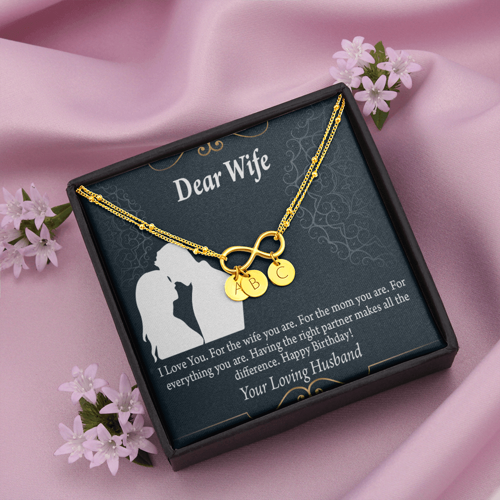 To My Wife Happy Birthday Dear Infinity Bracelet With Initial Charms - Infinity Bracelet