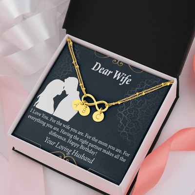 To My Wife Happy Birthday Dear Infinity Bracelet With Initial Charms - Infinity Bracelet