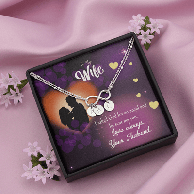 To My Wife You're An Angel Infinity Bracelet With Initial Charms - Infinity Bracelet