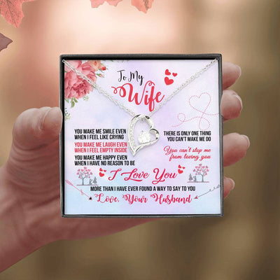 To My Wife You Make Me Smile Forever Pendant Necklace Message Card - Forever Love Necklace Gift Idea For Woman