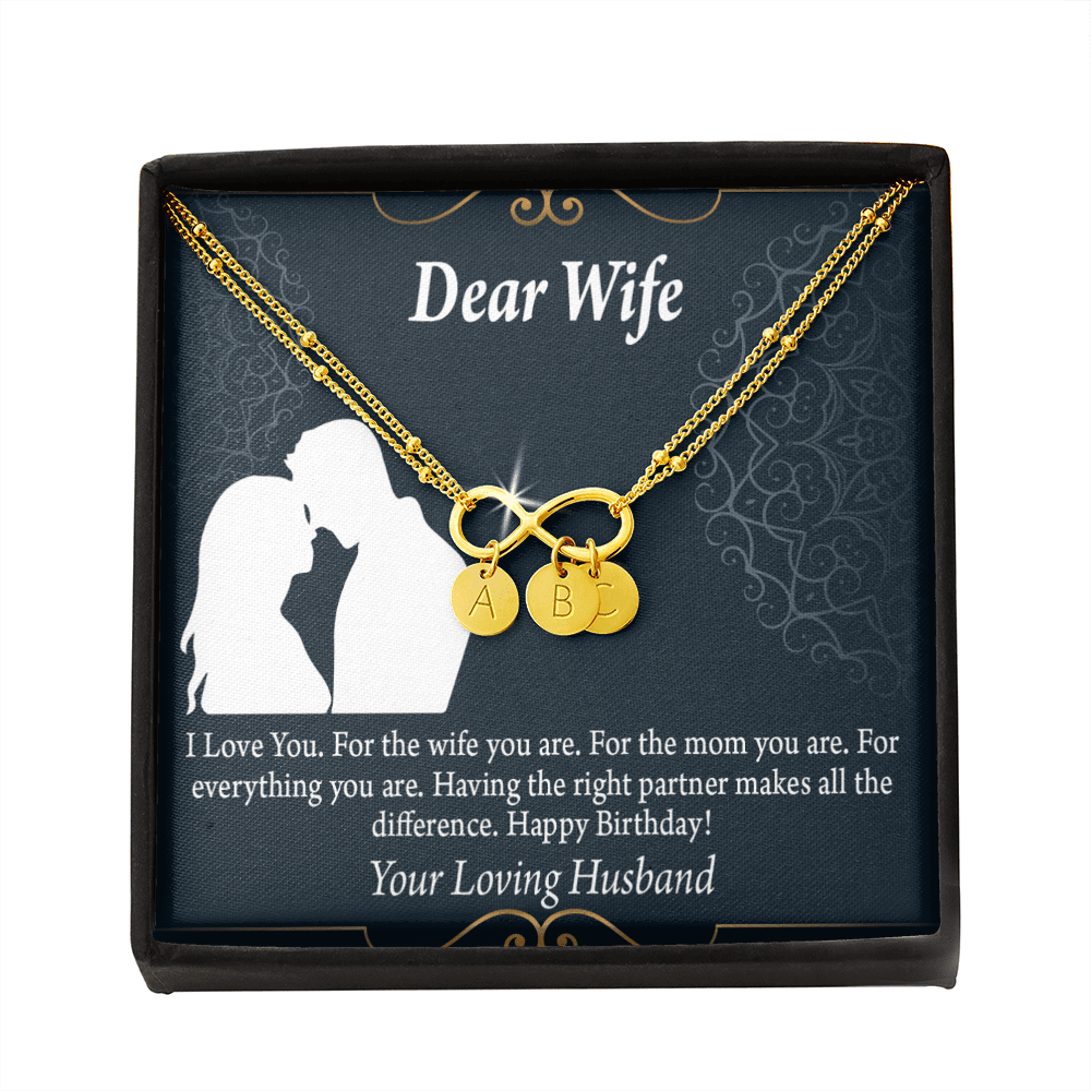 To My Wife Happy Birthday Dear Infinity Bracelet With Initial Charms - Infinity Bracelet