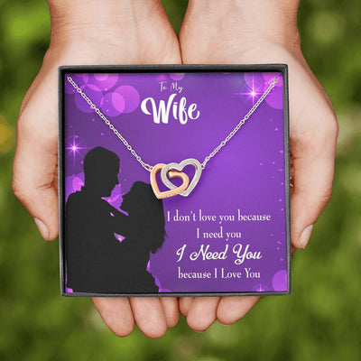 Wife Gift For Wife Birthday Because I Love You Inseparable Love Pendant 18k Rose Gold Finish 16� - Interlocking Hearts Necklace