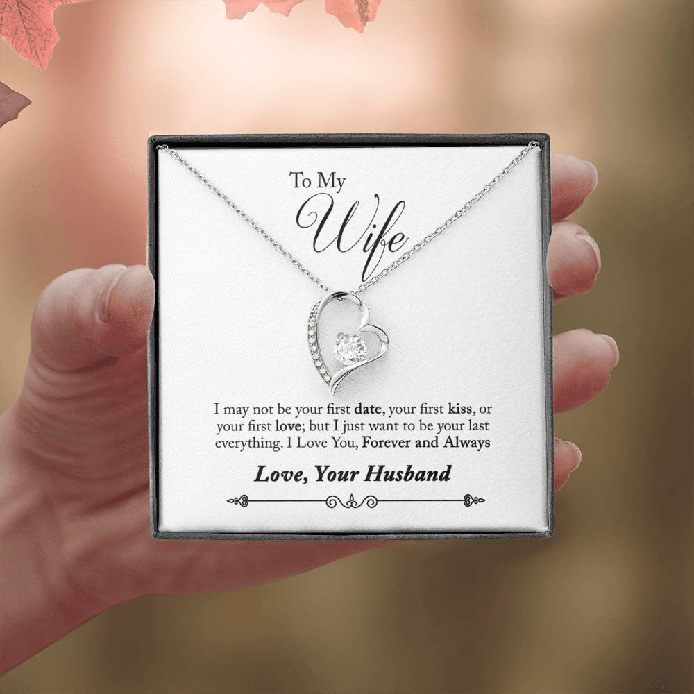 To My Wife Forever & Always Pendant 18k Gold or Stainless Steel 18" Necklace - Forever Love Necklace Gift Idea For Woman