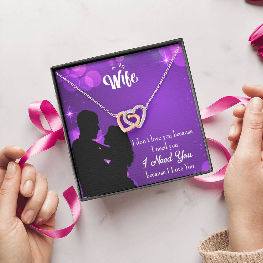 Wife Gift For Wife Birthday Because I Love You Inseparable Love Pendant 18k Rose Gold Finish 16� - Interlocking Hearts Necklace