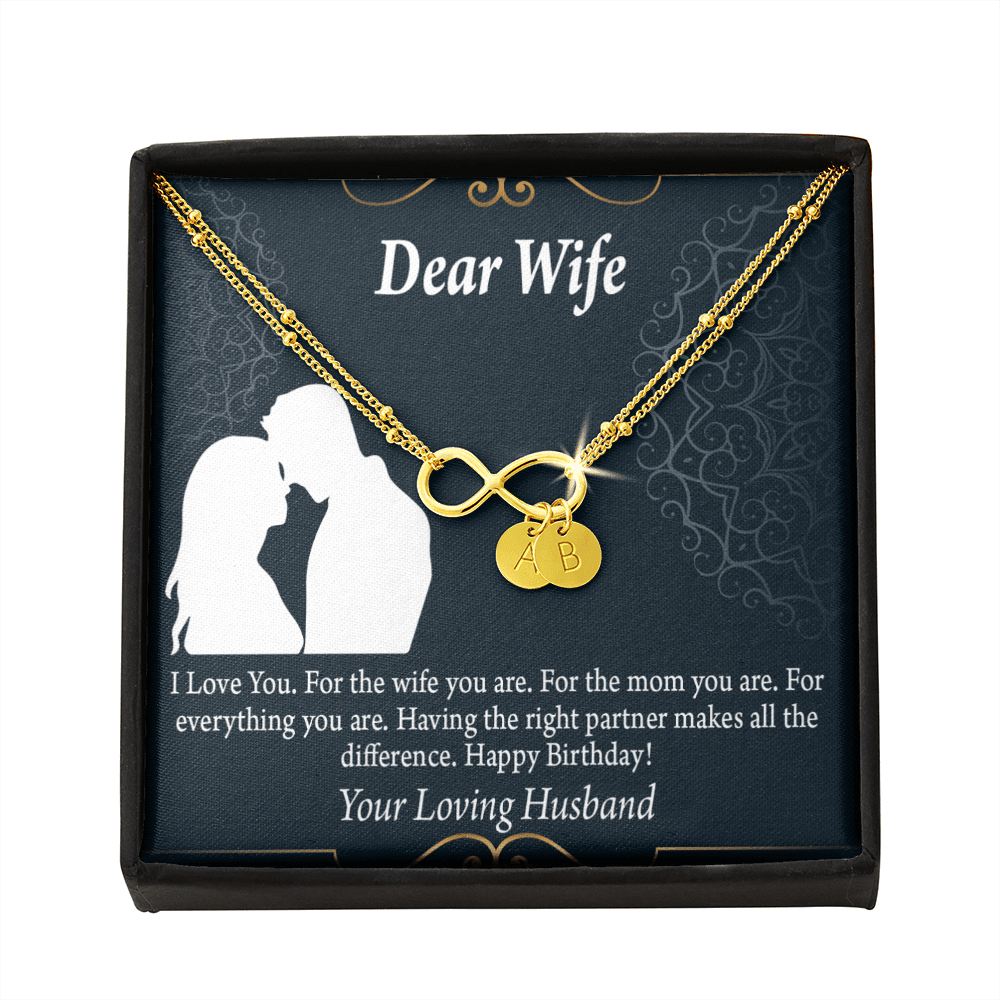 To My Wife Happy Birthday Dear Infinity Bracelet With Initial Charms - Infinity Bracelet