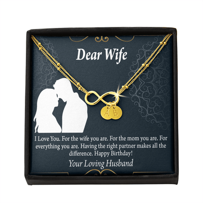 To My Wife Happy Birthday Dear Infinity Bracelet With Initial Charms - Infinity Bracelet