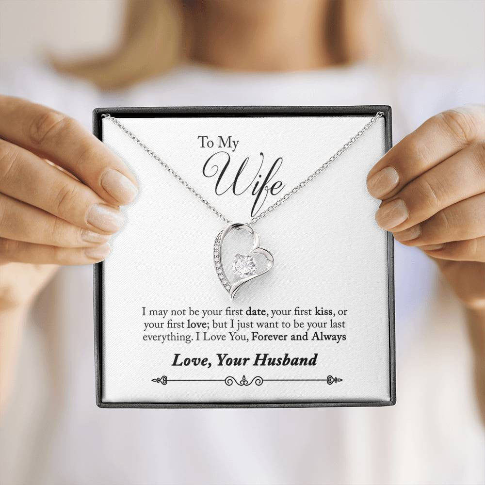 To My Wife Forever & Always Pendant 18k Gold or Stainless Steel 18" Necklace - Forever Love Necklace Gift Idea For Woman