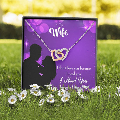 Wife Gift For Wife Birthday Because I Love You Inseparable Love Pendant 18k Rose Gold Finish 16� - Interlocking Hearts Necklace