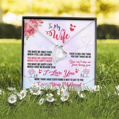 To My Wife You Make Me Smile Forever Pendant Necklace Message Card - Forever Love Necklace Gift Idea For Woman