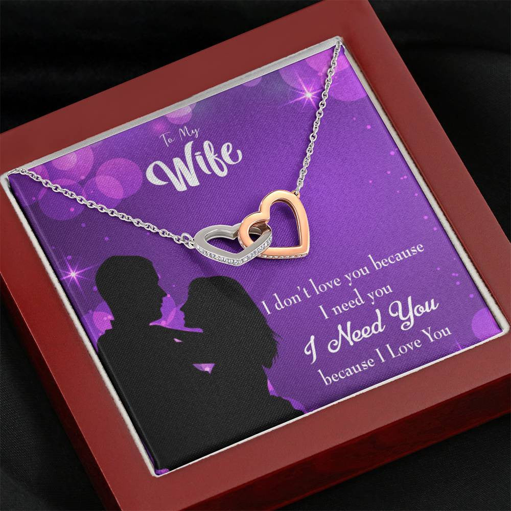Wife Gift For Wife Birthday Because I Love You Inseparable Love Pendant 18k Rose Gold Finish 16� - Interlocking Hearts Necklace