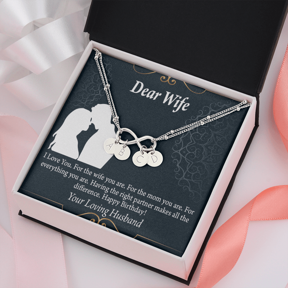 To My Wife Happy Birthday Dear Infinity Bracelet With Initial Charms - Infinity Bracelet