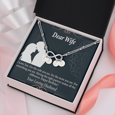To My Wife Happy Birthday Dear Infinity Bracelet With Initial Charms - Infinity Bracelet