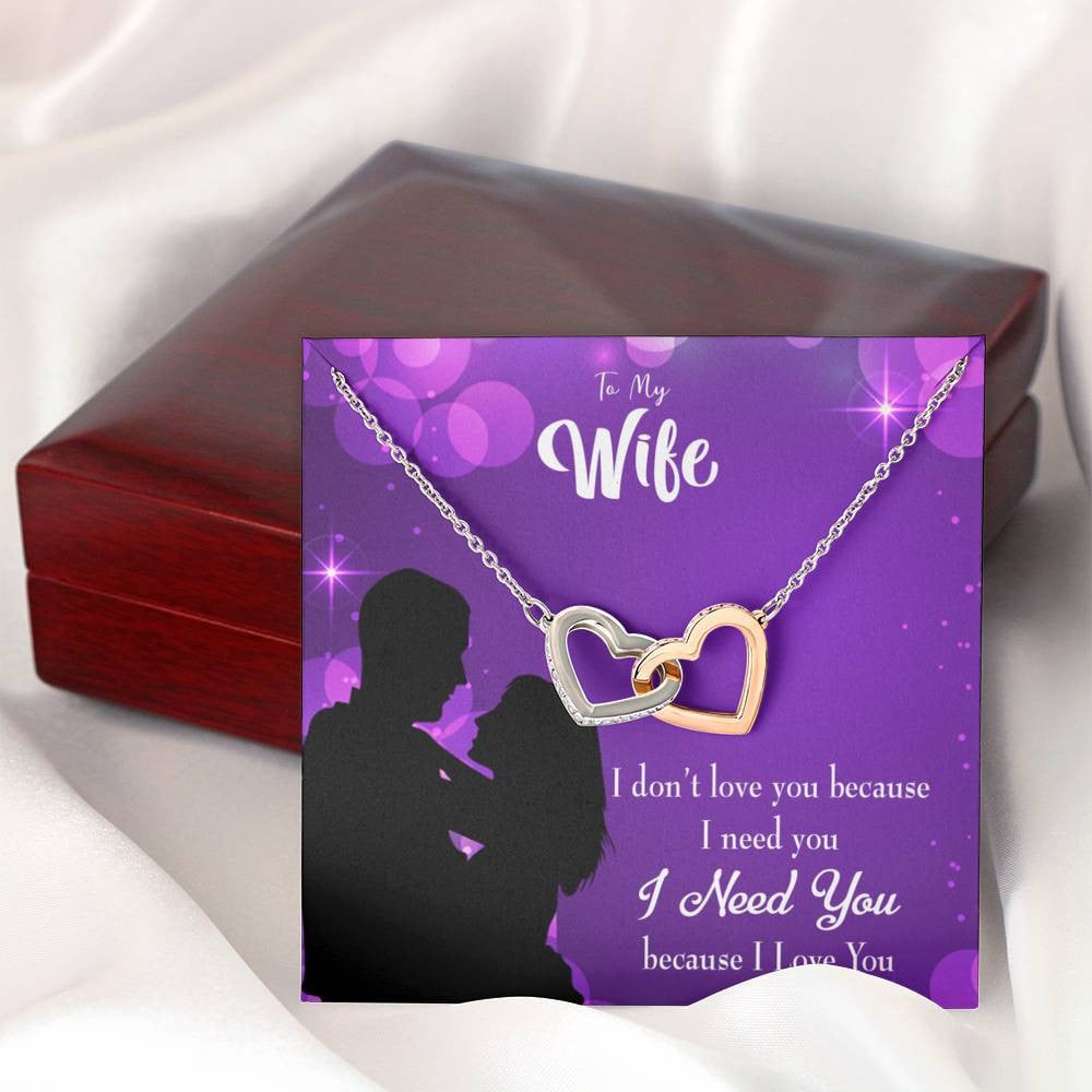 Wife Gift For Wife Birthday Because I Love You Inseparable Love Pendant 18k Rose Gold Finish 16� - Interlocking Hearts Necklace
