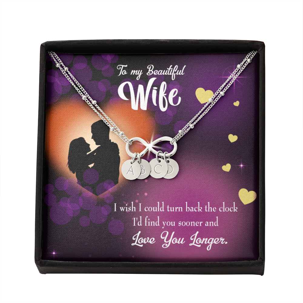 To My Wife Love You Longer Infinity Bracelet With Initial Charms - Infinity Bracelet